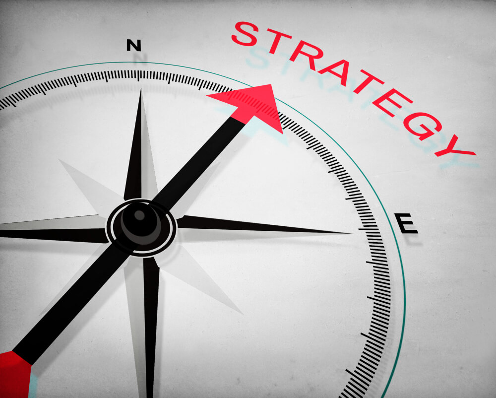 A compass illustrating strategy planning concept
