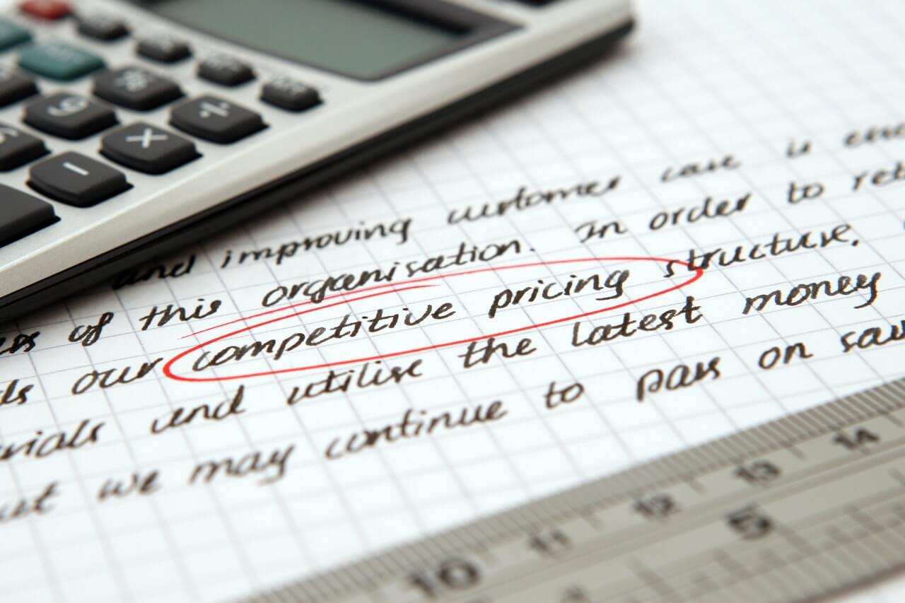 Competitive pricing in a business document