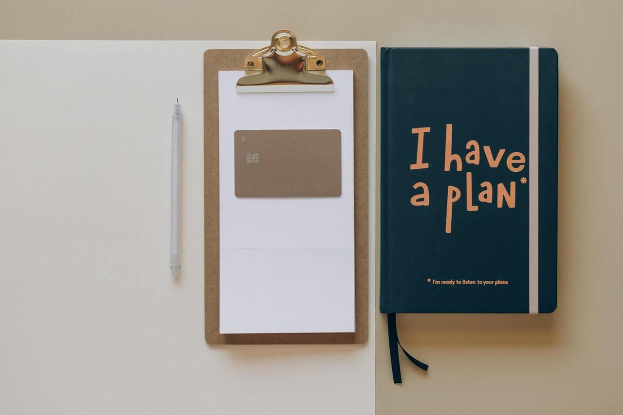 A planner on a desk