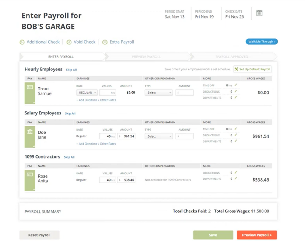 Payroll run process on SurePayroll