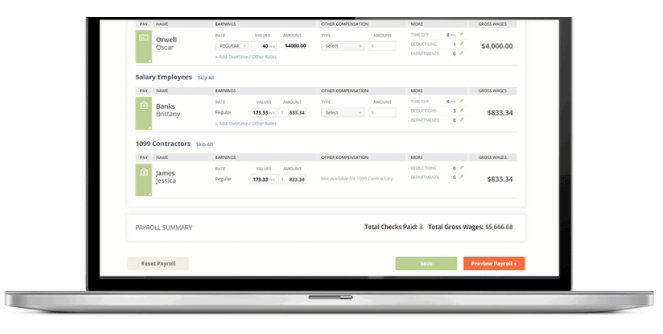 Screenshot of SurePayroll payment page