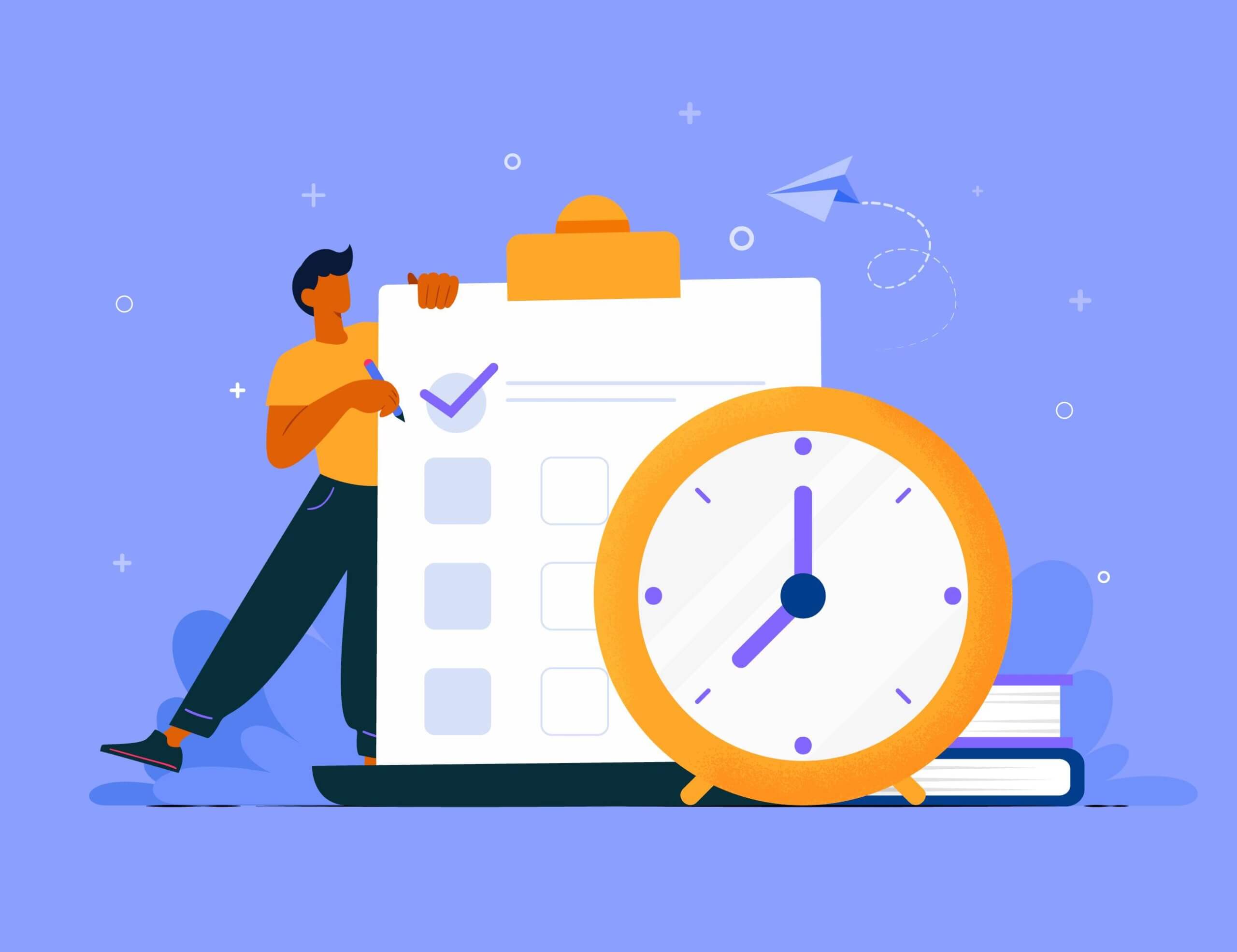 Project management software with time tracking illustration