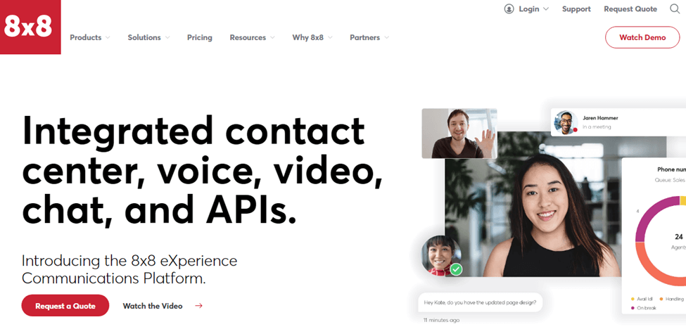 Screenshot of 8x8 website homepage