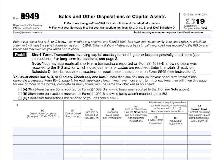 IRS Form 8949 for cryptocurrency tax filing