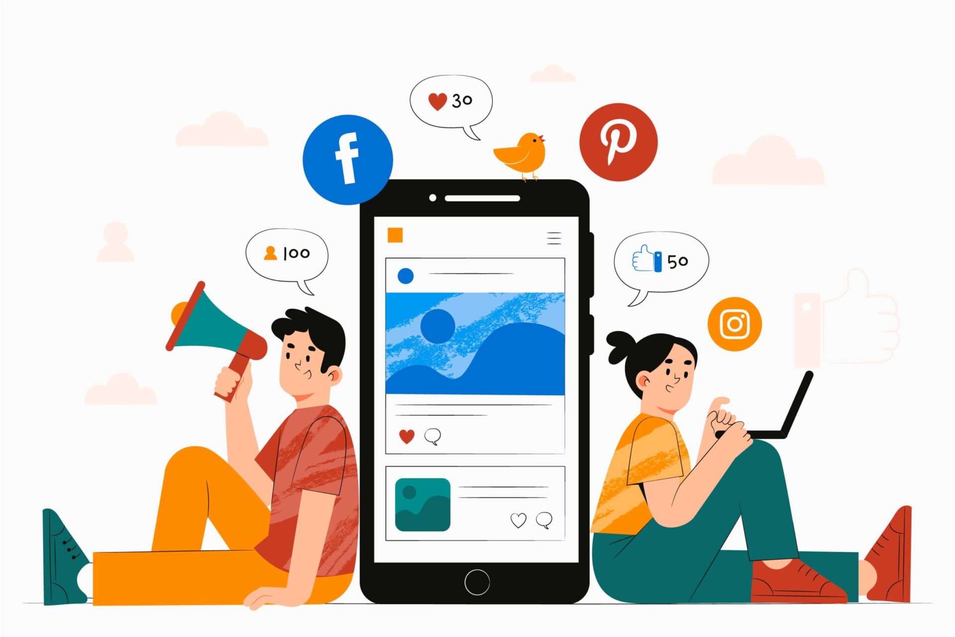 engaging into social media marketing through a phone