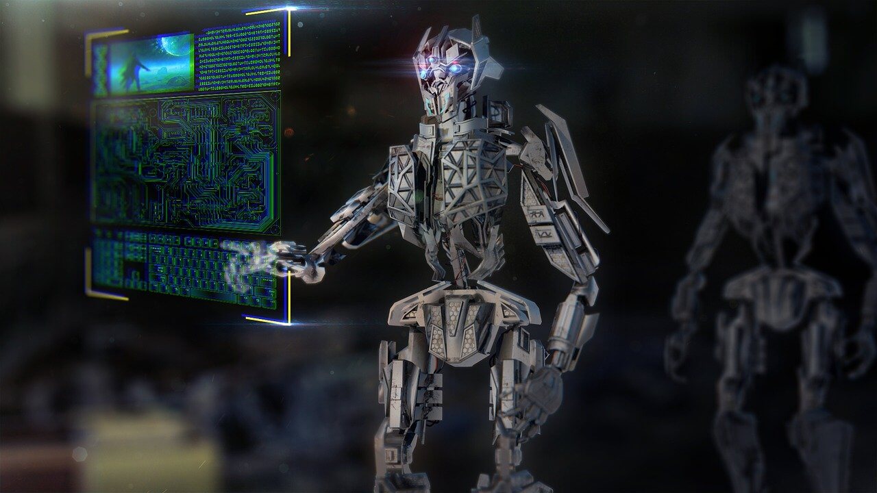 An-artificial-intelligence-robot-on-a-screen
