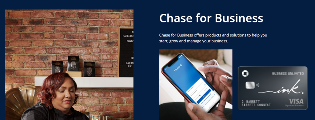 Screenshot of Chase for Business website page