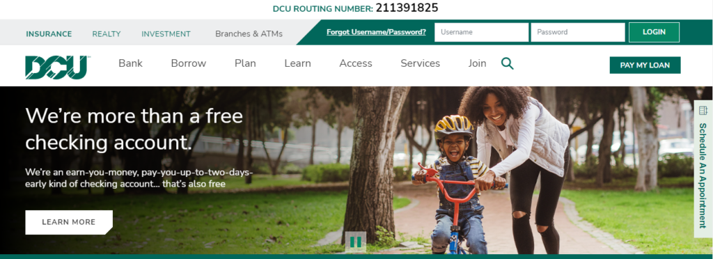 Screenshot of Digital Federal Credit Union free checking account page