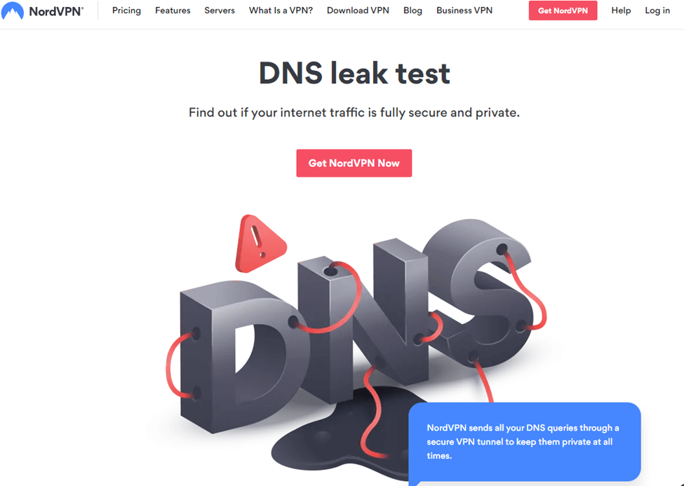 Screenshot of NordVPN DNS Leak Test