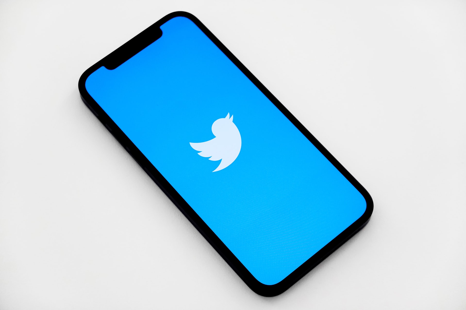 Twitter logo displaying on a phone screen
