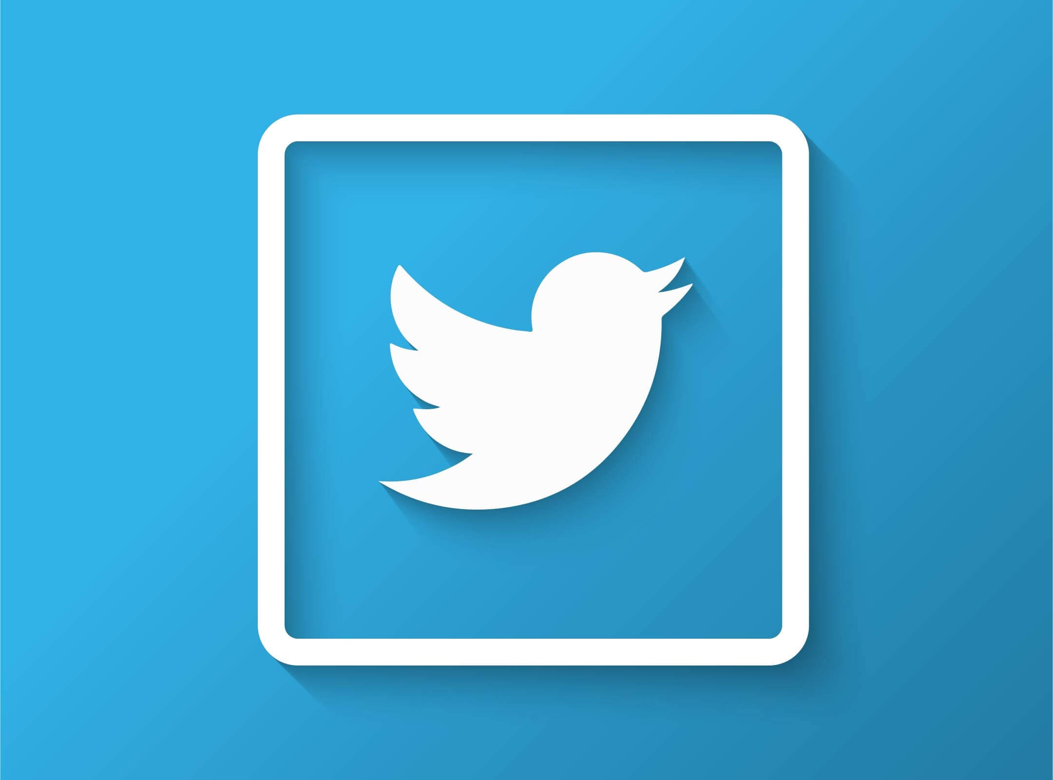 Twitter logo in a box on a blue background