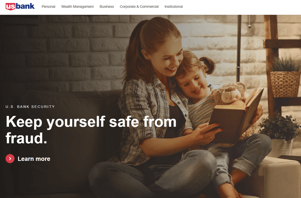 Screenshot of US Bank Online Security Page