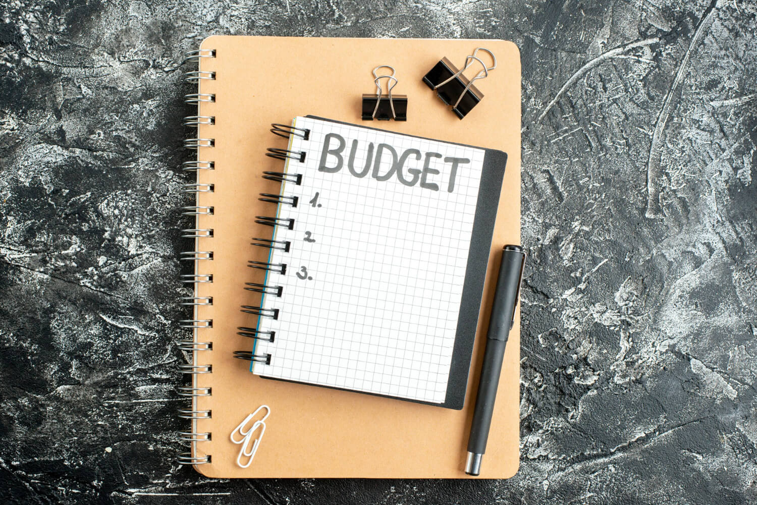 Budget written on a note on a notepad