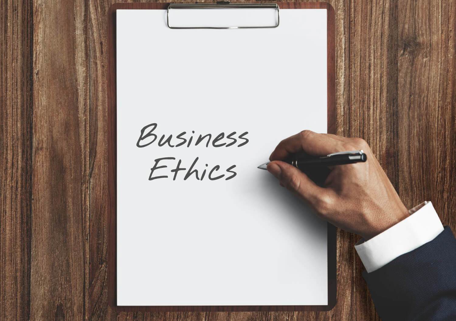 Business ethics written on a note