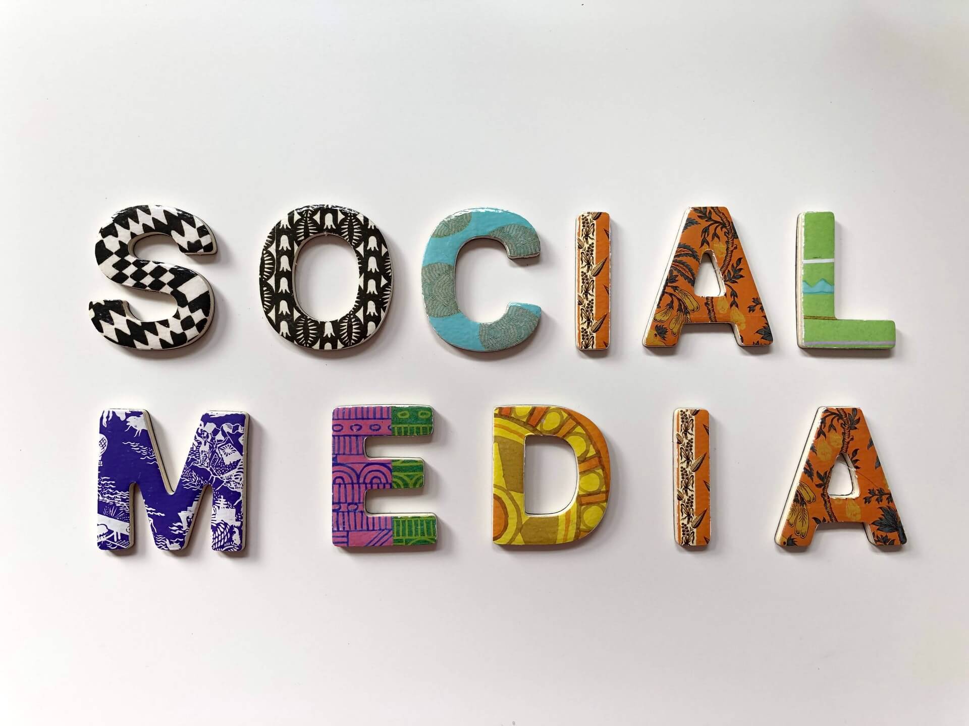 Social media in colorful letters