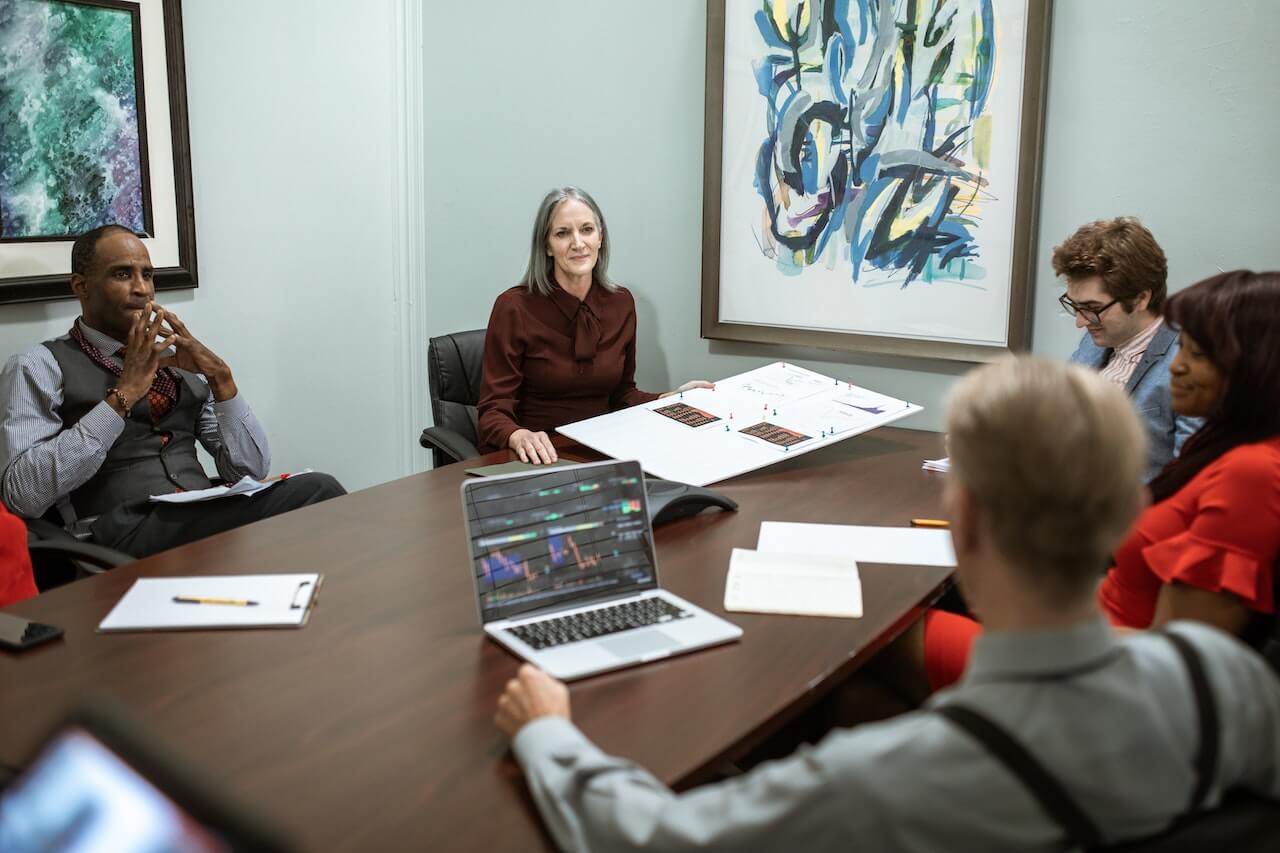 Group of people having a meeting in a conference room