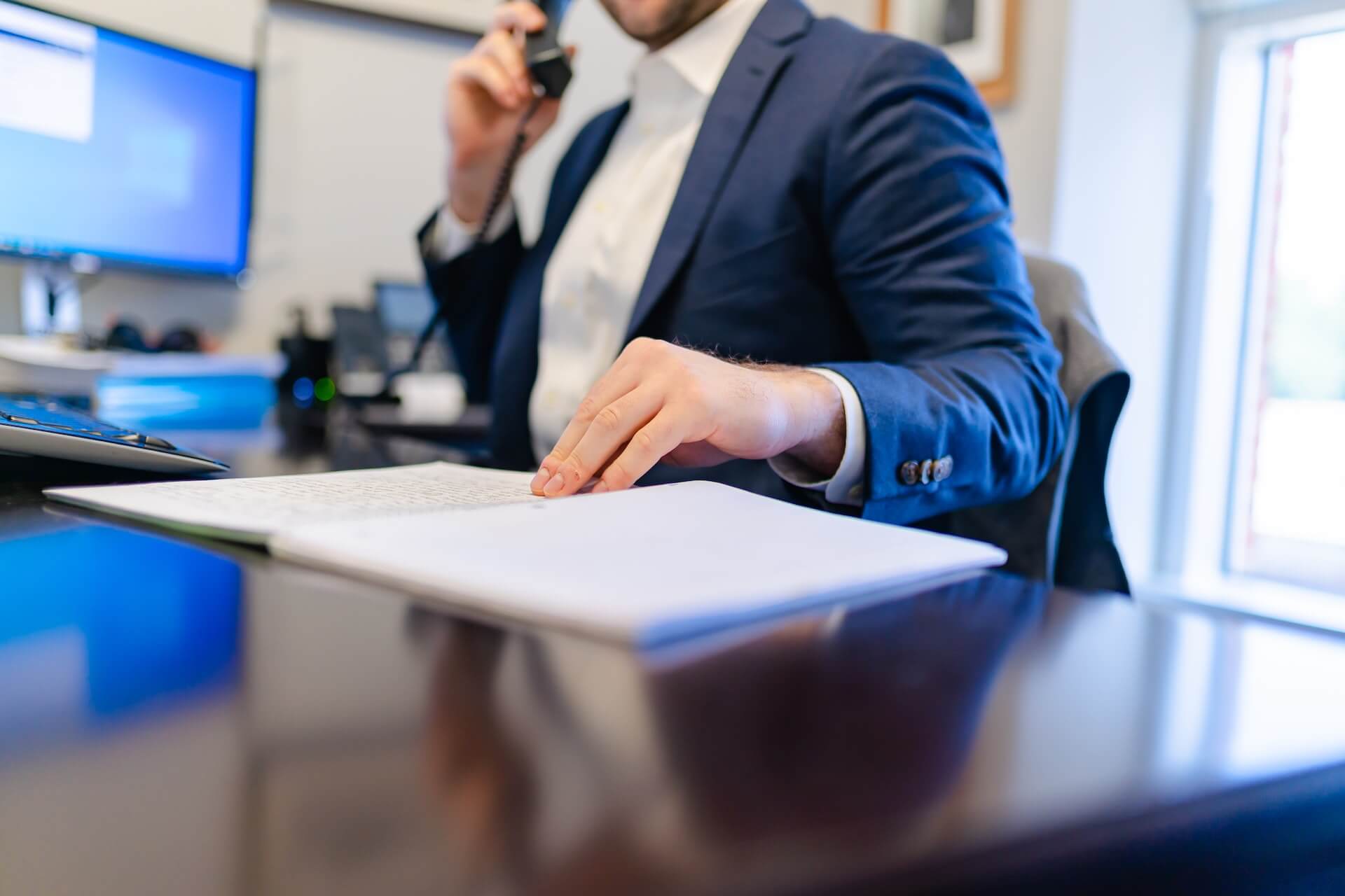 Business man on a phone in an office
