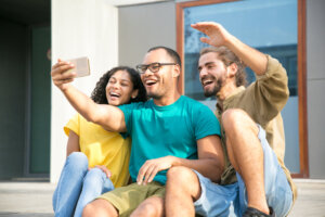 Happy people excited to talk to each other