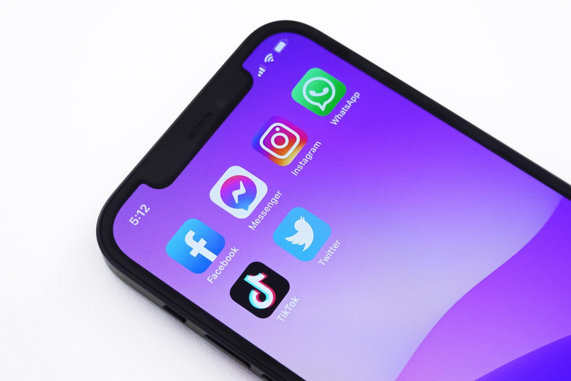 Social media icons on mobile screen