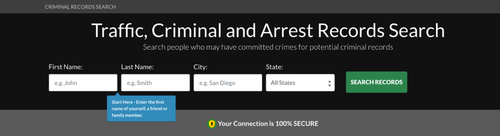 Screenshot of Instant Checkmate Criminal Records Search