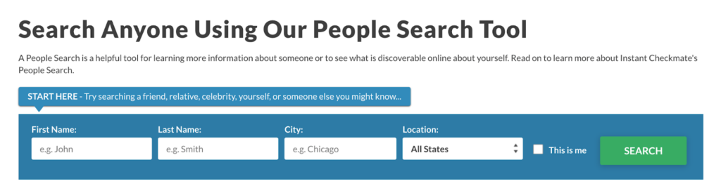 Screenshot of Instant Checkmate People Search