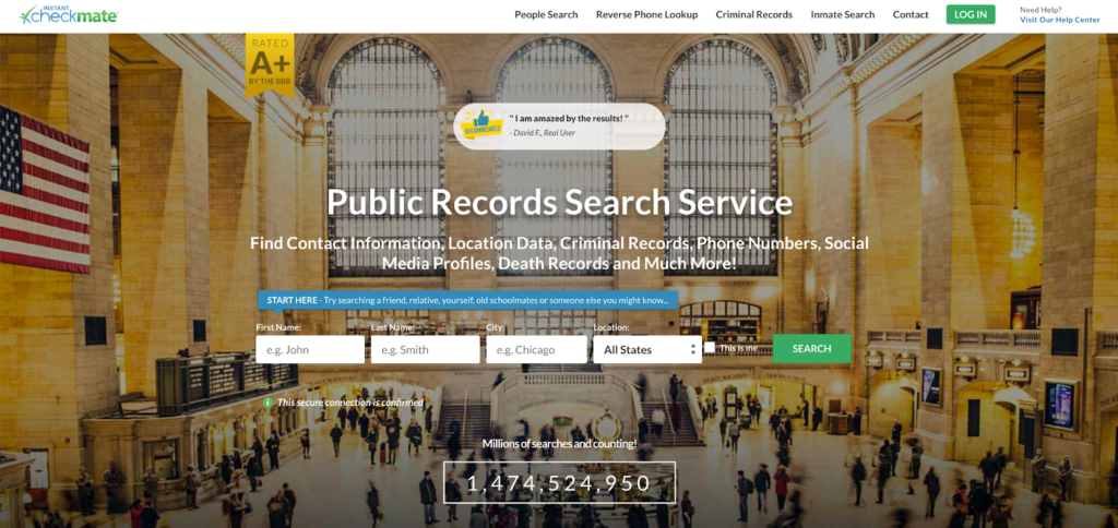 Screenshot of Instant Checkmate Public Records Search Service