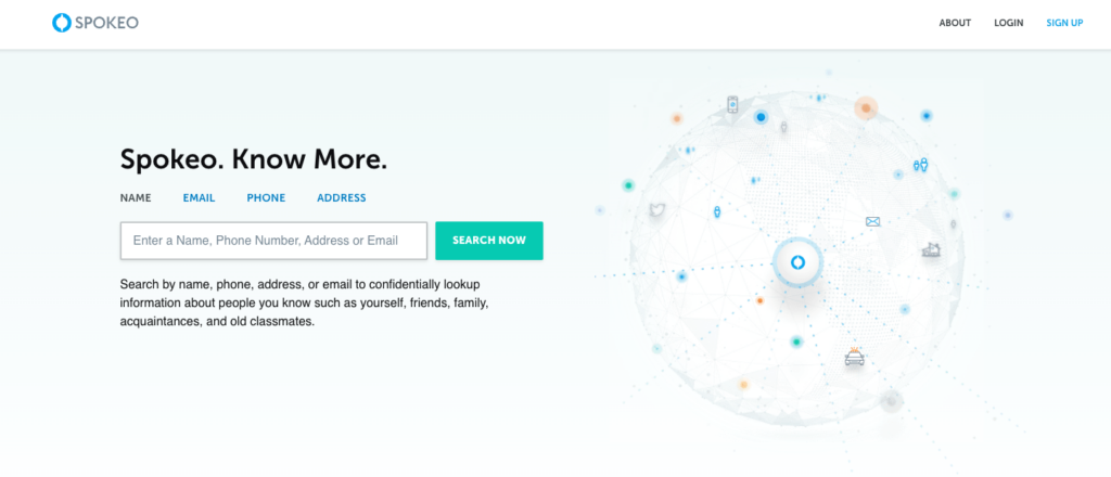 Screenshot of Spokeo home page