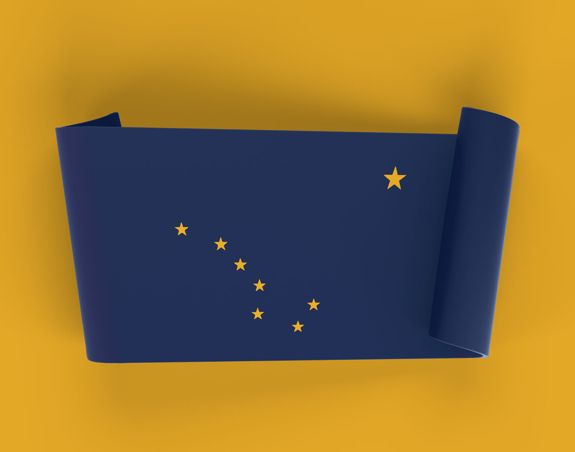 Alaska state flag on yellow background