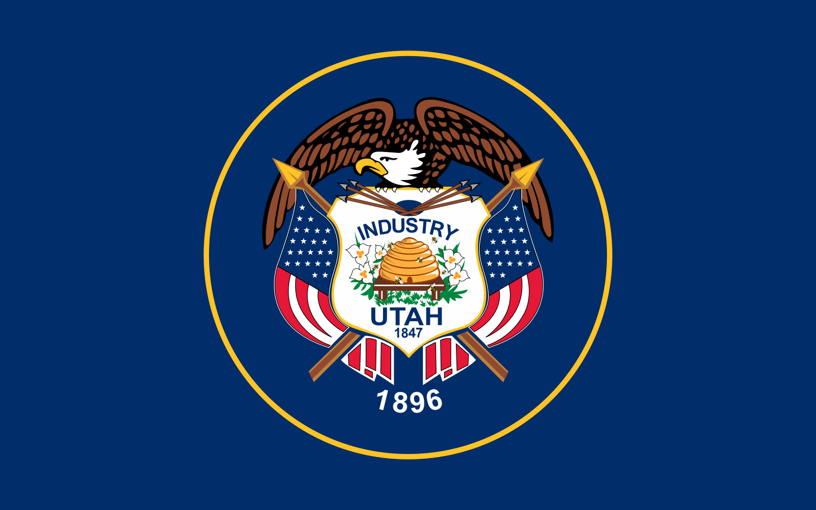 Utah flag on a blue background