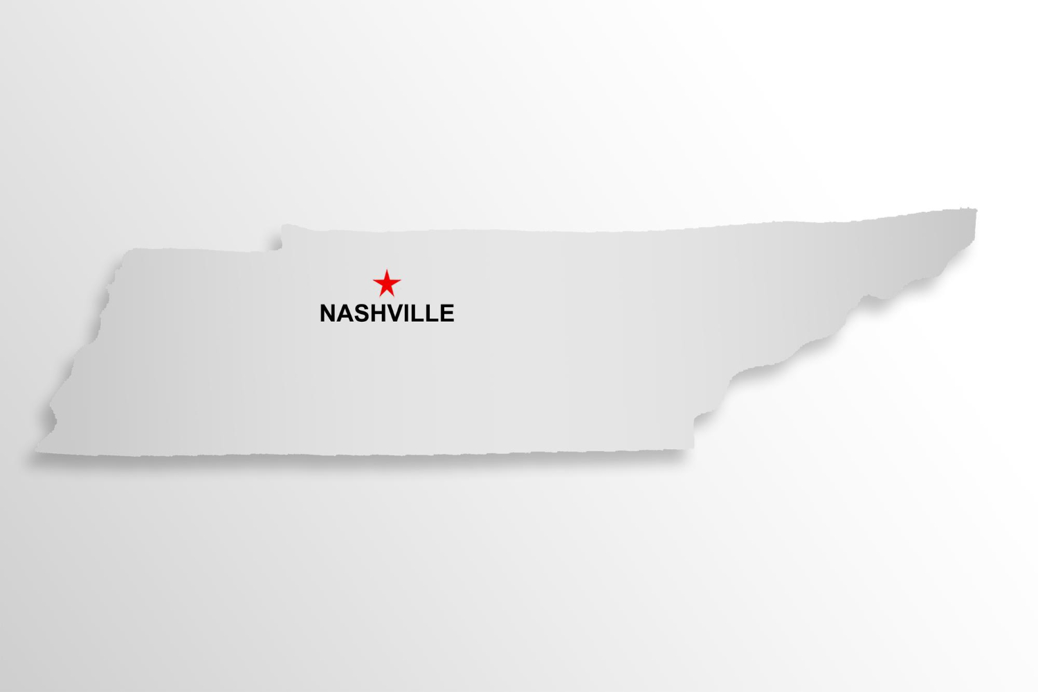 Nashville star on Tennessee map