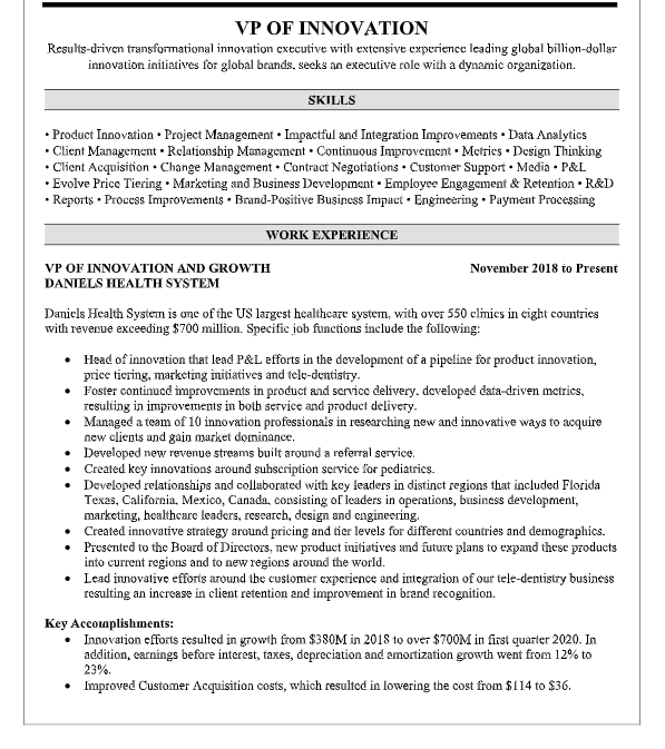 executive resume writing services 2023