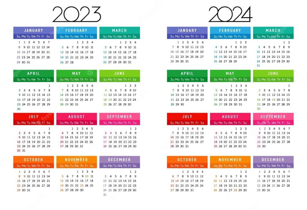 2023 and 2024 calendar