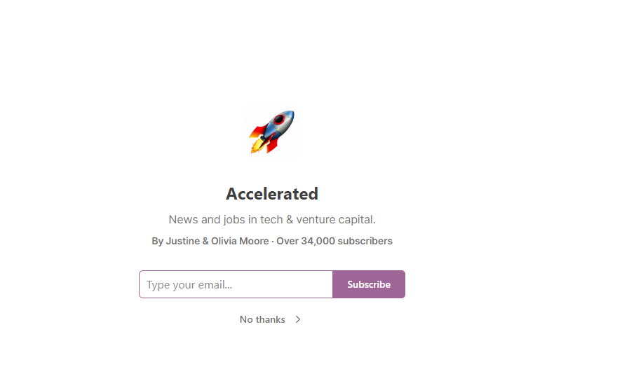 Screenshot of Accelerated newsletter