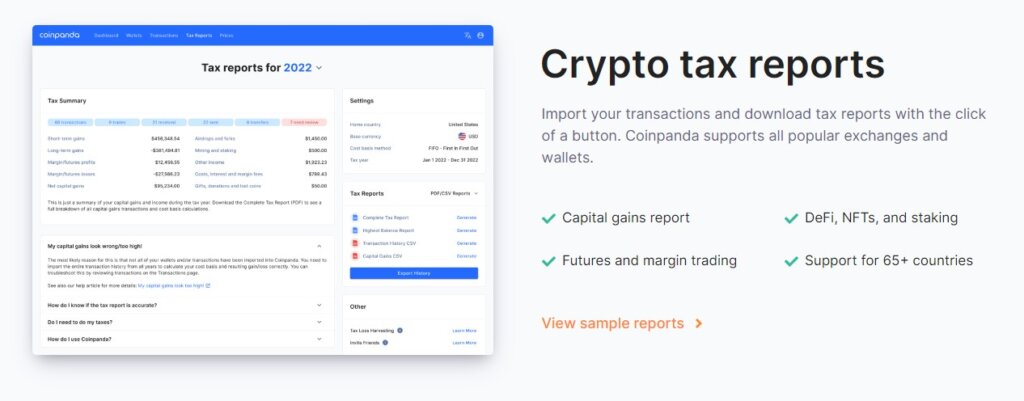 Screenshot of Coinpanda's website homepage