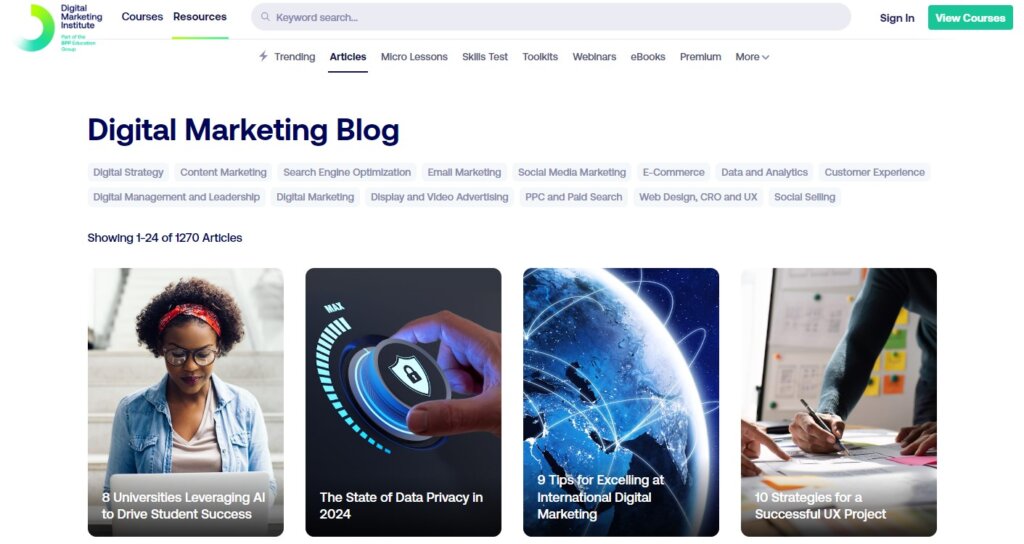 Screenshot of Digital Marketing Blog