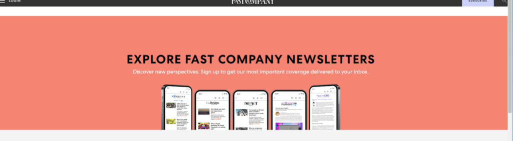Screenshot of Fast Company's newsletter