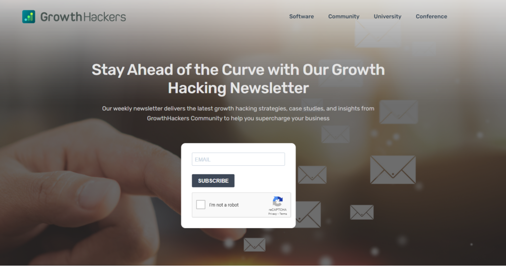 Screenshot of Growth Hackers newsletter