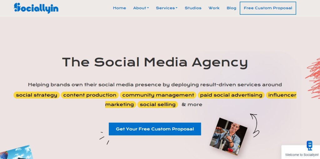 Screenshot of Sociallyin website