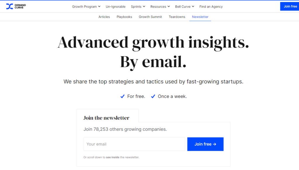Screenshot of The Growth newsletter