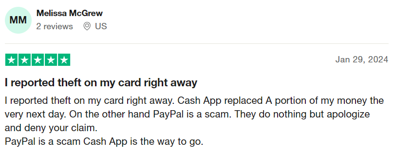 CashApp customer review