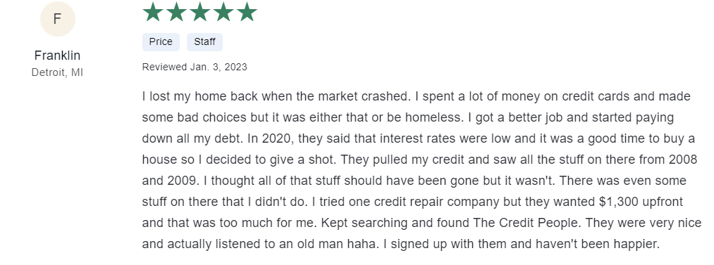 The Credit People Customer Review 2