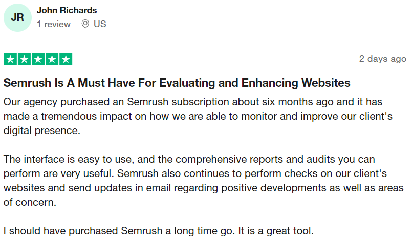 Customer reviews for Semrush
